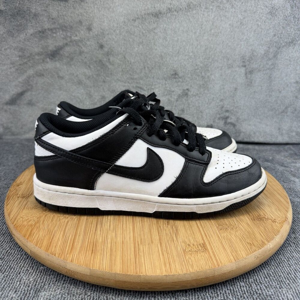 Nike Dunk Low Shoes Boys Size 6Y Black White Leather Panda Sneakers CW1590-100